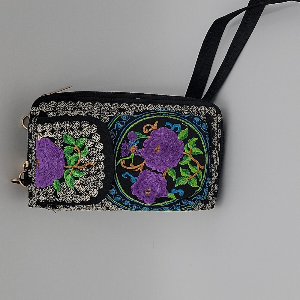 Embroidered Black and Purple Women's Bag NWT.